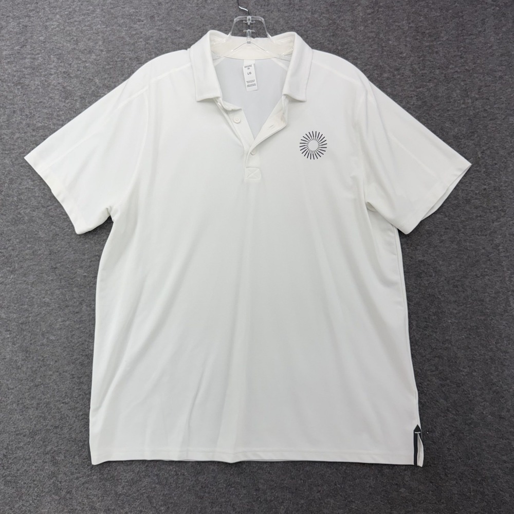 Rhone Mens Delta Pique Polo Shirt White Short Sleeve Golf Casual Size L